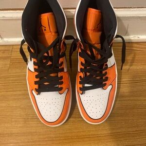 Jordan Men's Vibrant Orange and White Sneakers